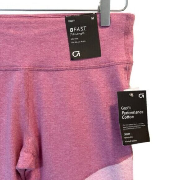 NWT GAP | French Pink Heather GFast 7/8 Colorblock Cotton Leggings Size Medium - Picture 7 of 9